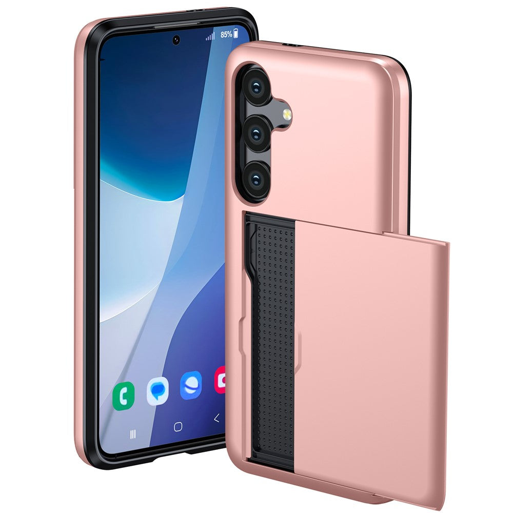 For Samsung Galaxy S25 FE Case with Card Holder TPU + PC Phone Back Cover - Black