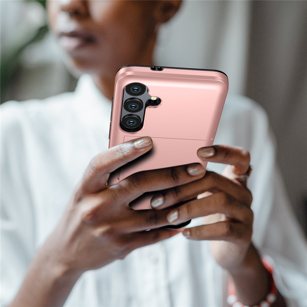 For Samsung Galaxy S25 FE Case with Card Holder TPU + PC Phone Back Cover - Black