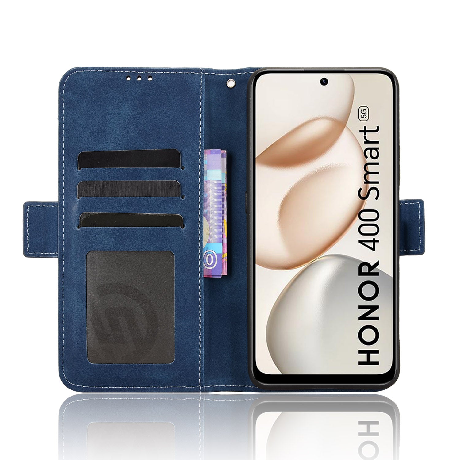 For Honor 400 Smart 5G / 4G / X7d 4G Leather Case Phone Wallet Cover with Multiple Card Slots - Blue