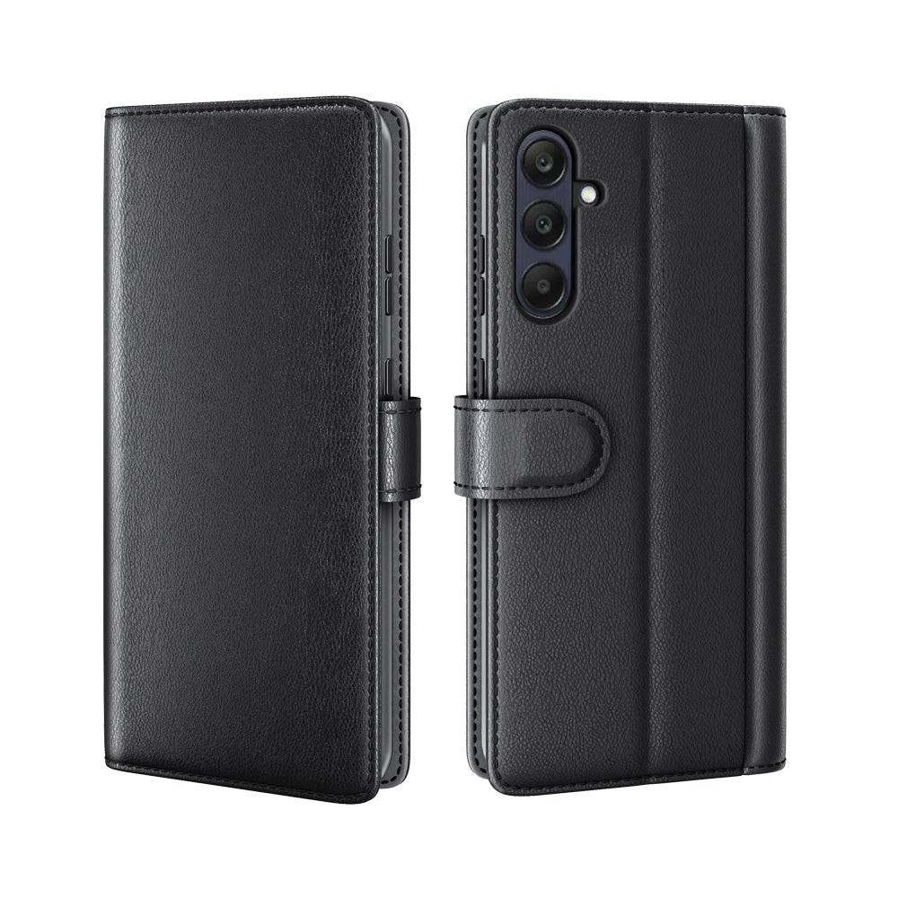 For Samsung Galaxy S25 FE Case  Split Leather Phone Cover with Wallet Stand - Black