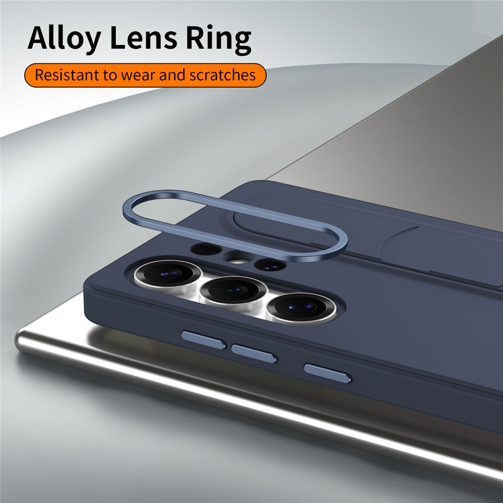 For Samsung Galaxy S24 Ultra Case Customizable Smart Key Control Wristband Kickstand PC + Silicone Phone Cover - Sapphire