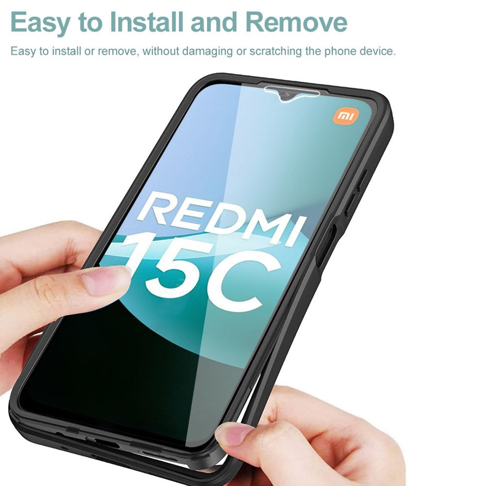 Phone Case For Xiaomi Redmi 15C 4G (EU) (173mm) / 15C 5G (EU) (173mm) / Poco C85 4G (173mm) Acrylic + TPU Clear Cover with PET Screen Film - Black