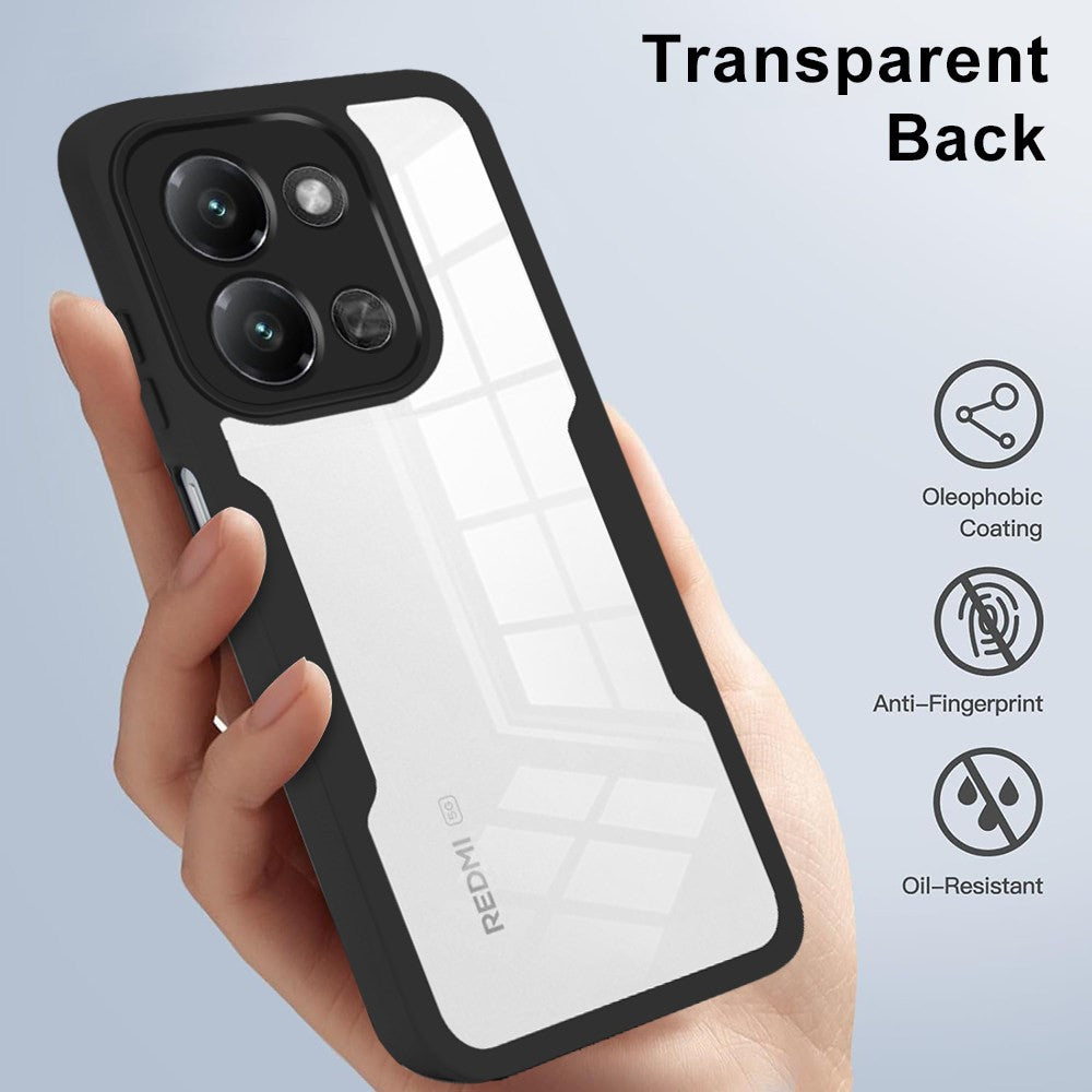 Phone Case For Xiaomi Redmi 15C 4G (EU) (173mm) / 15C 5G (EU) (173mm) / Poco C85 4G (173mm) Acrylic + TPU Clear Cover with PET Screen Film - Black