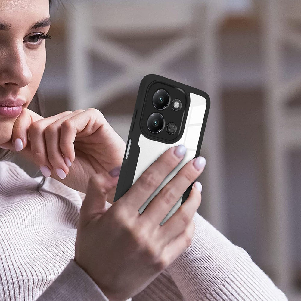 Phone Case For Xiaomi Redmi 15C 4G (EU) (173mm) / 15C 5G (EU) (173mm) / Poco C85 4G (173mm) Acrylic + TPU Clear Cover with PET Screen Film - Black