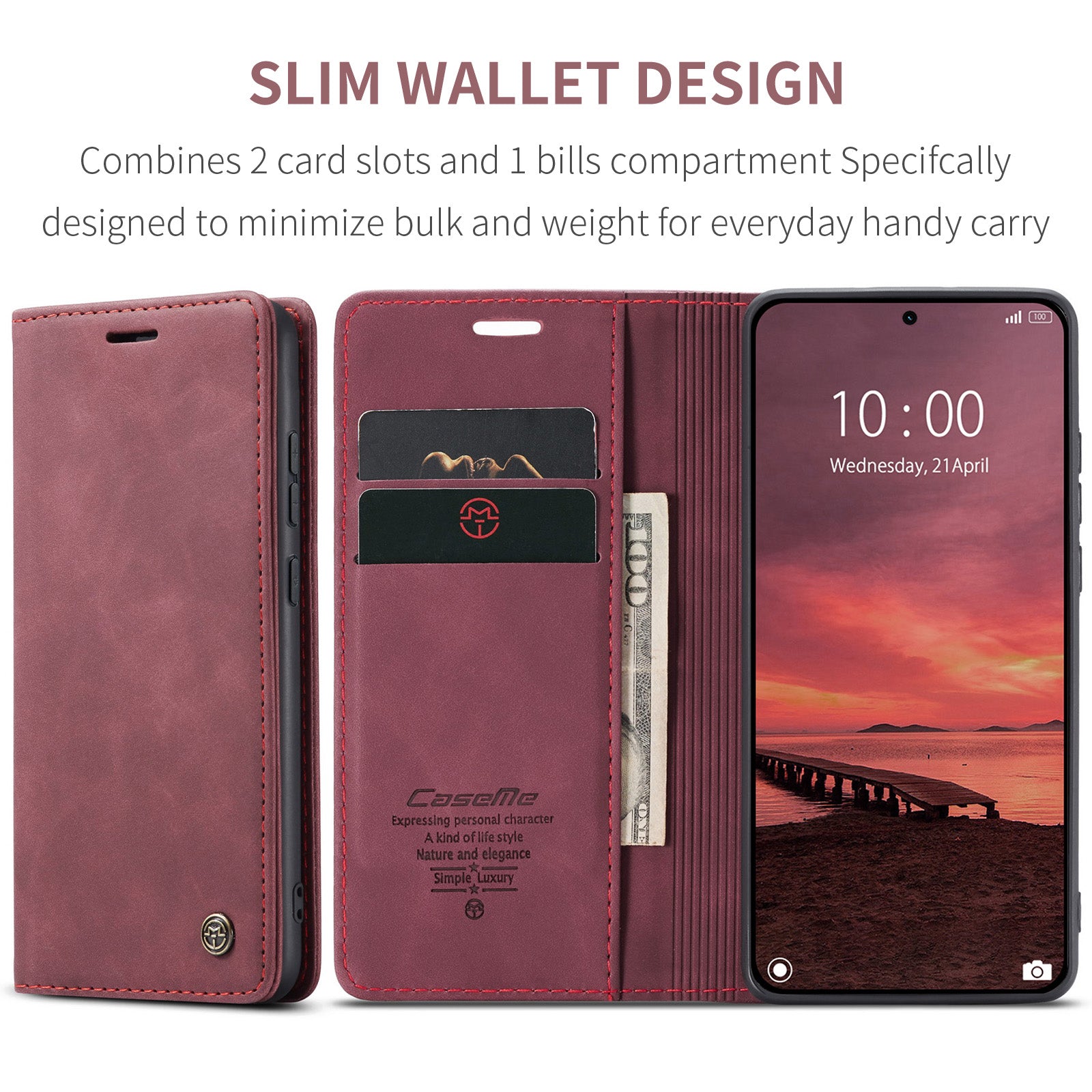 For Xiaomi 15T Pro Wallet Case PU Leather Phone Cover Stand - Red