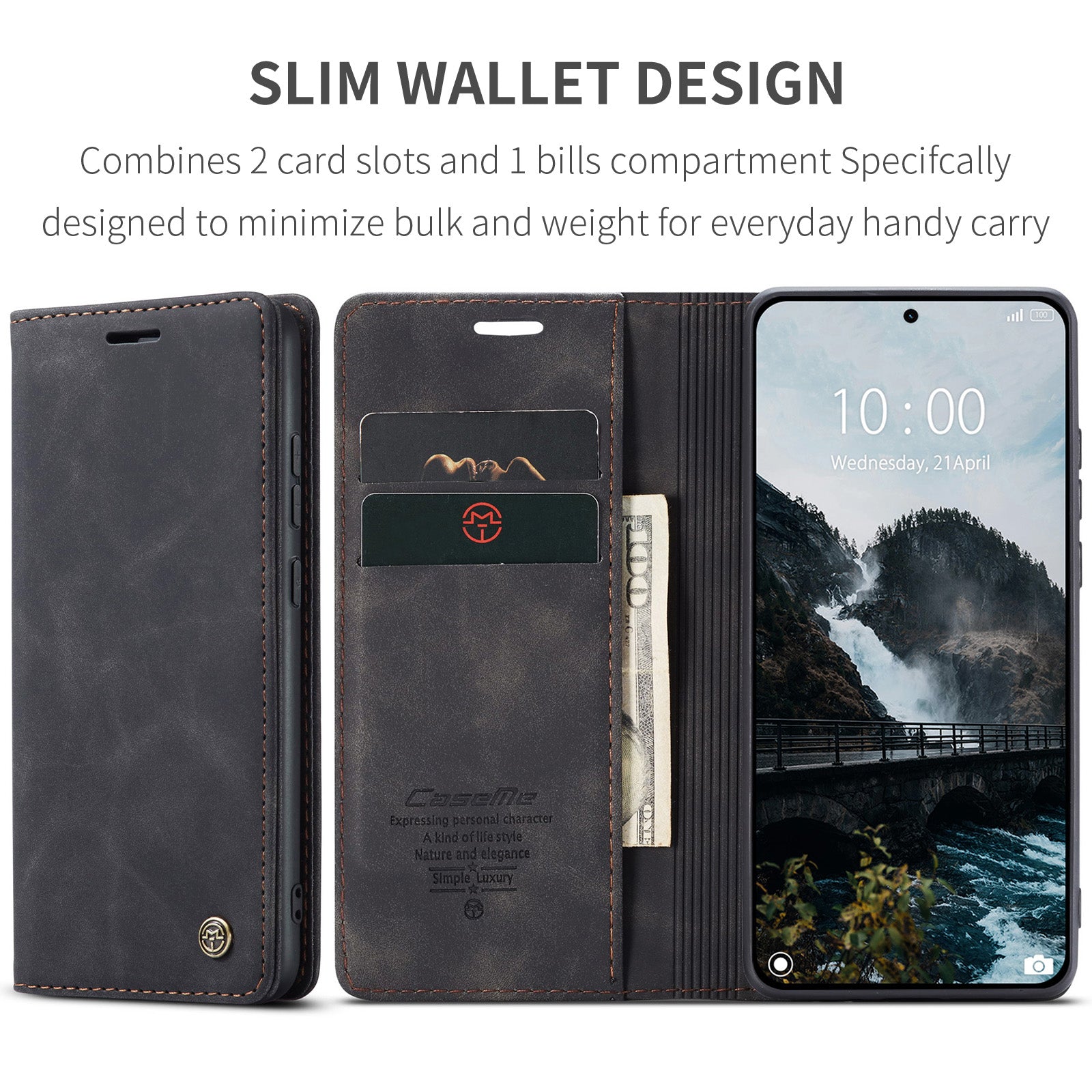 For Xiaomi 15T Pro Wallet Case PU Leather Phone Cover Stand - Black