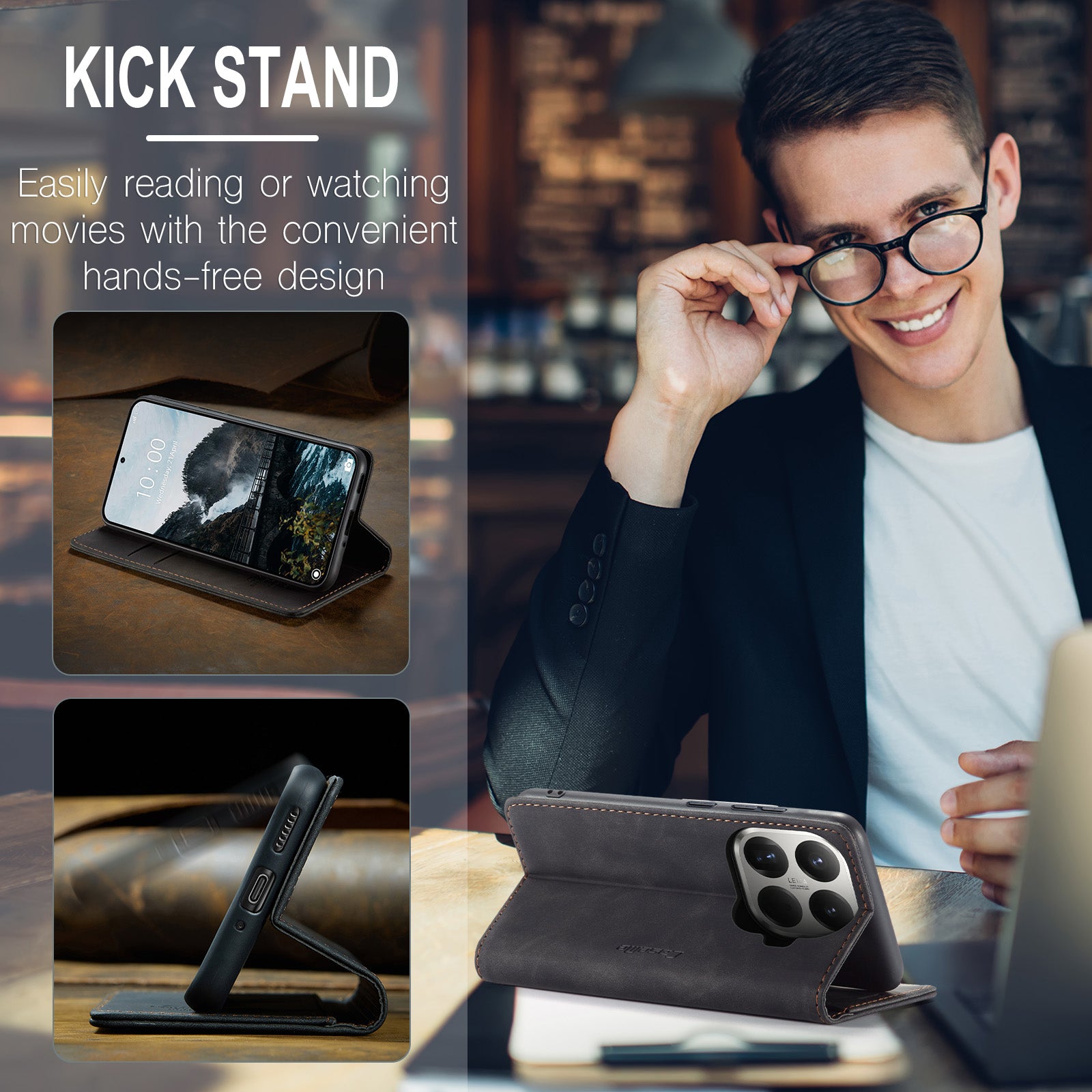 For Xiaomi 15T Pro Wallet Case PU Leather Phone Cover Stand - Black