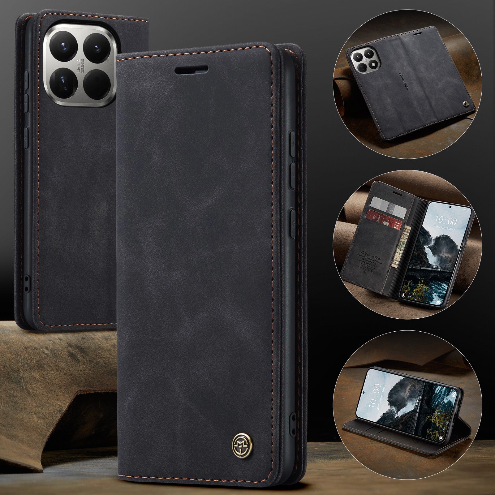 For Xiaomi 15T Pro Wallet Case PU Leather Phone Cover Stand - Black