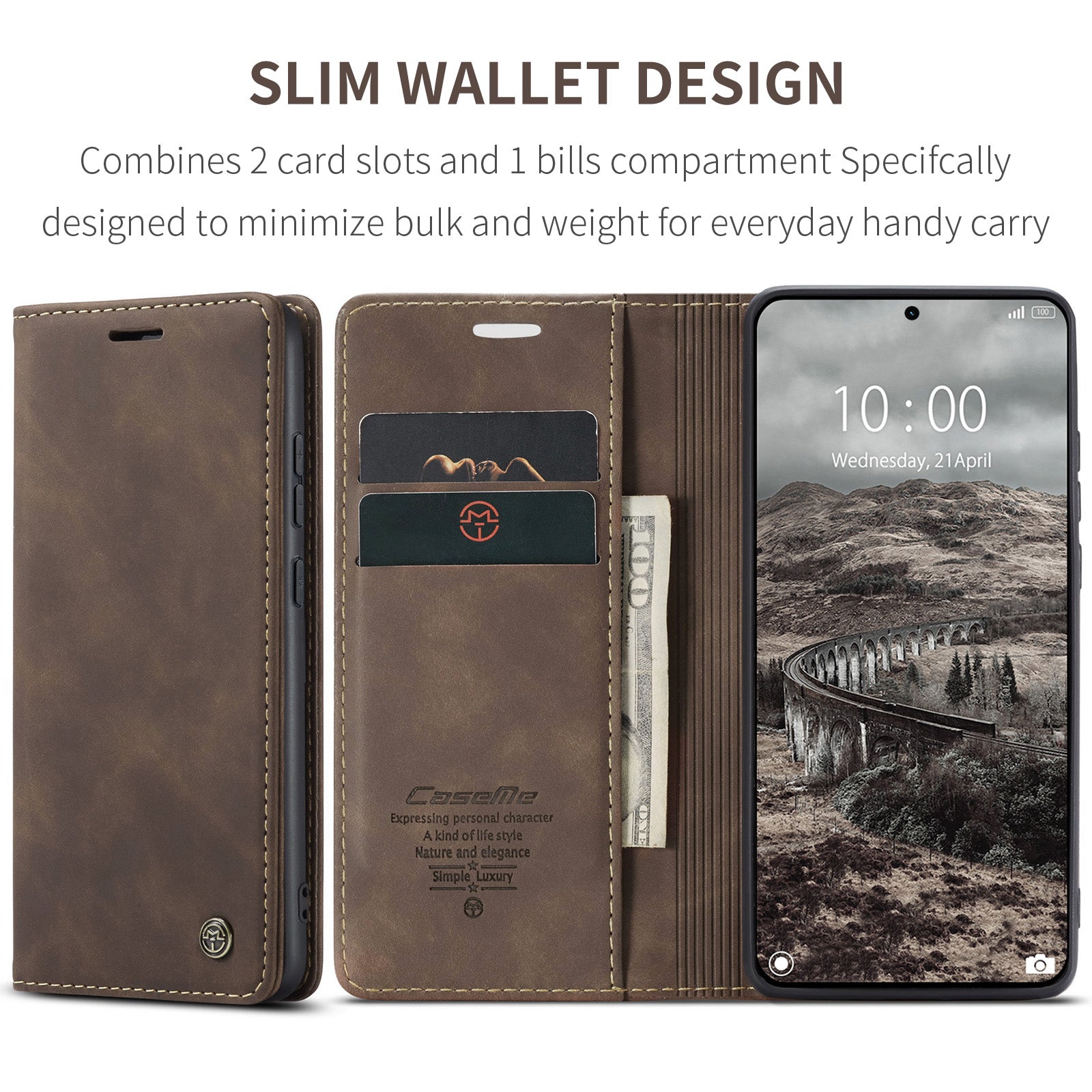 For Xiaomi 15T Pro Wallet Case PU Leather Phone Cover Stand - Coffee