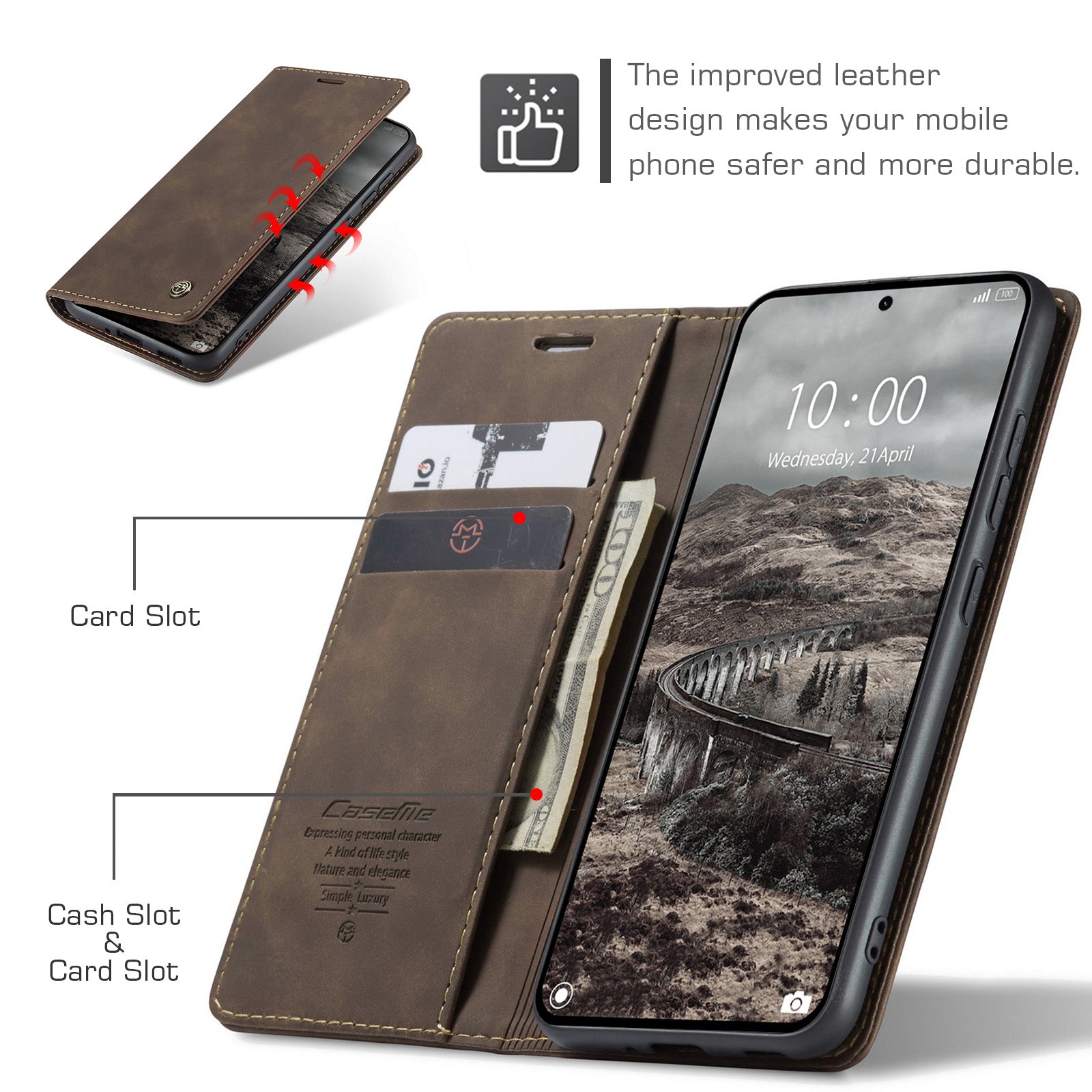 For Xiaomi 15T Pro Wallet Case PU Leather Phone Cover Stand - Coffee