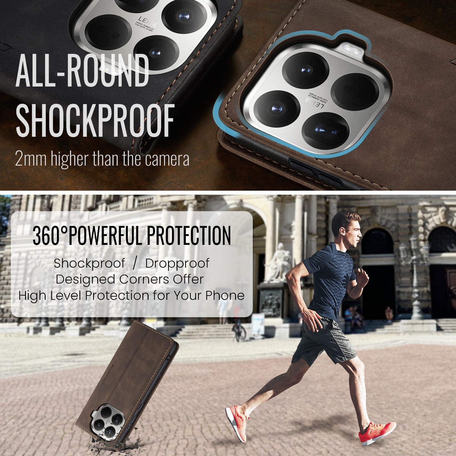 For Xiaomi 15T Pro Wallet Case PU Leather Phone Cover Stand - Coffee