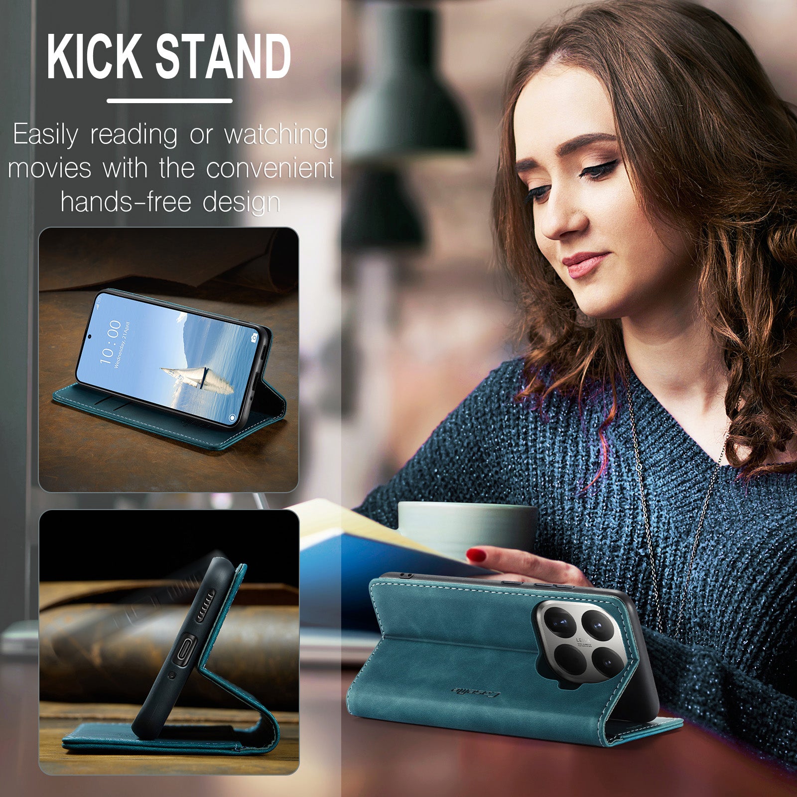 For Xiaomi 15T Pro Wallet Case PU Leather Phone Cover Stand - Blue