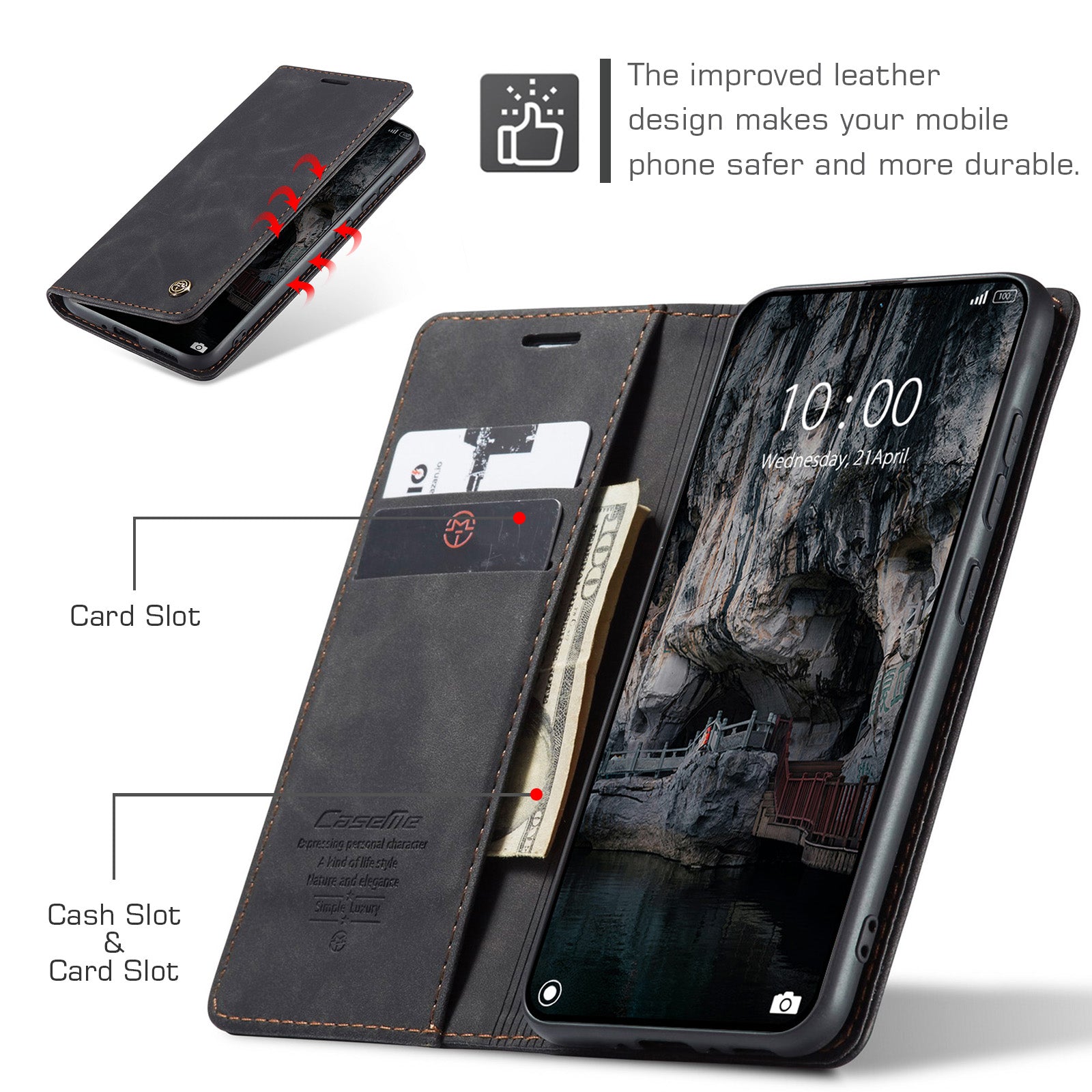 For Xiaomi 15T Wallet Case PU Leather Phone Cover Stand - Black
