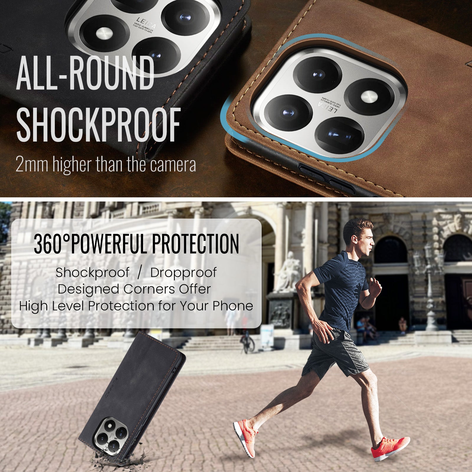 For Xiaomi 15T Wallet Case PU Leather Phone Cover Stand - Black