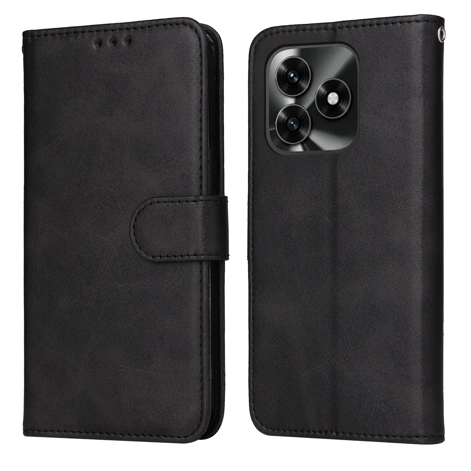 For Honor X5c Plus 4G Case Wallet PU Leather Folio Flip Phone Cover - Black