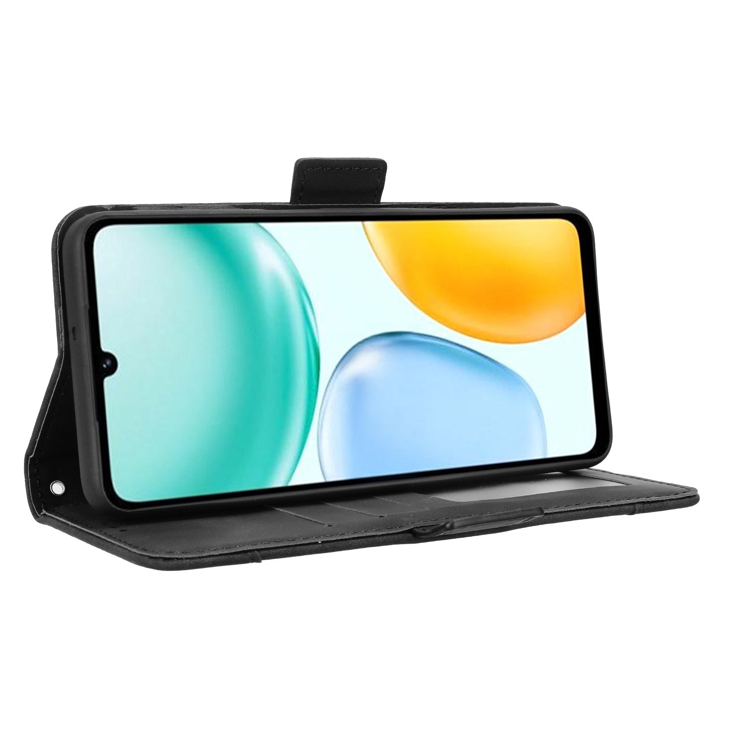 For Honor X5c Plus 4G Leather Case Phone Wallet Cover with Multiple Card Slots - Black