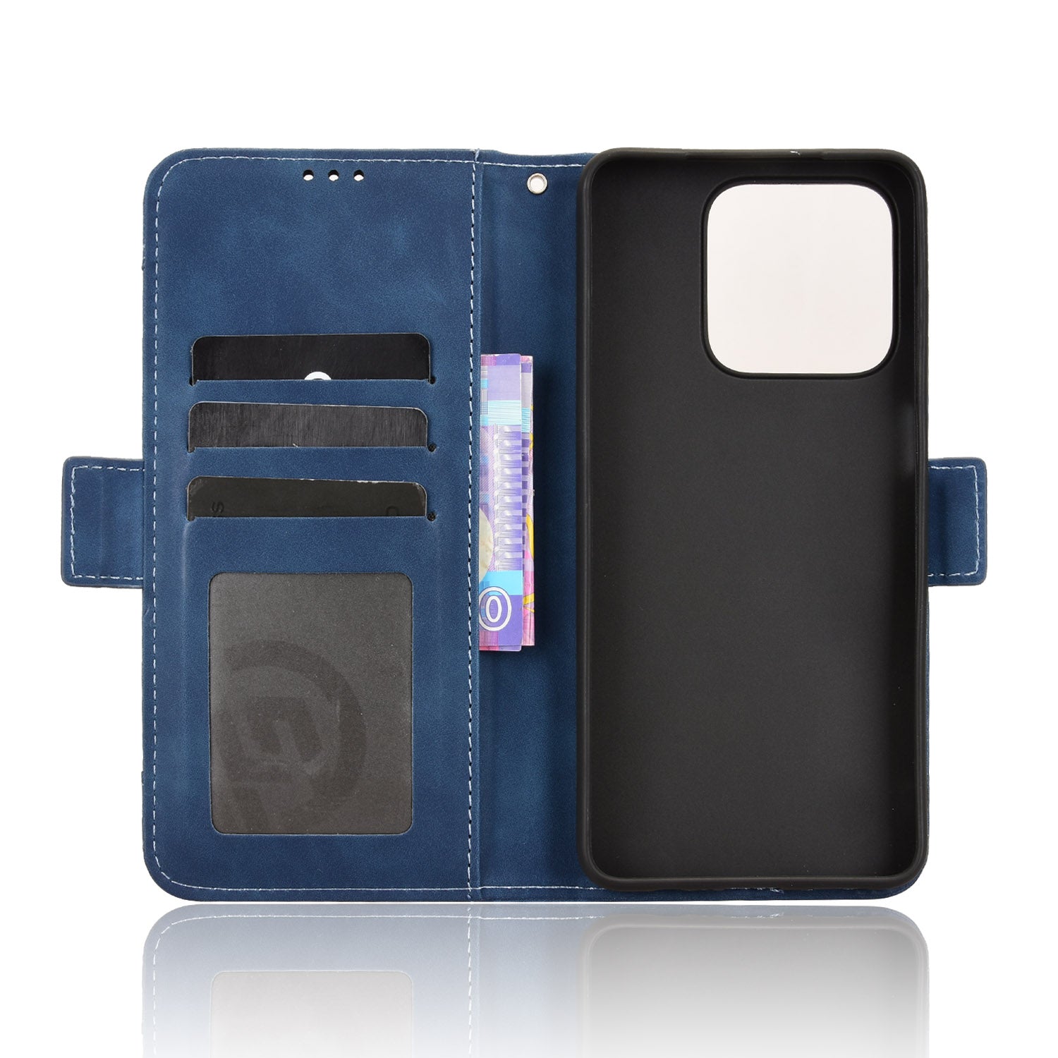 For Honor X5c Plus 4G Leather Case Phone Wallet Cover with Multiple Card Slots - Blue