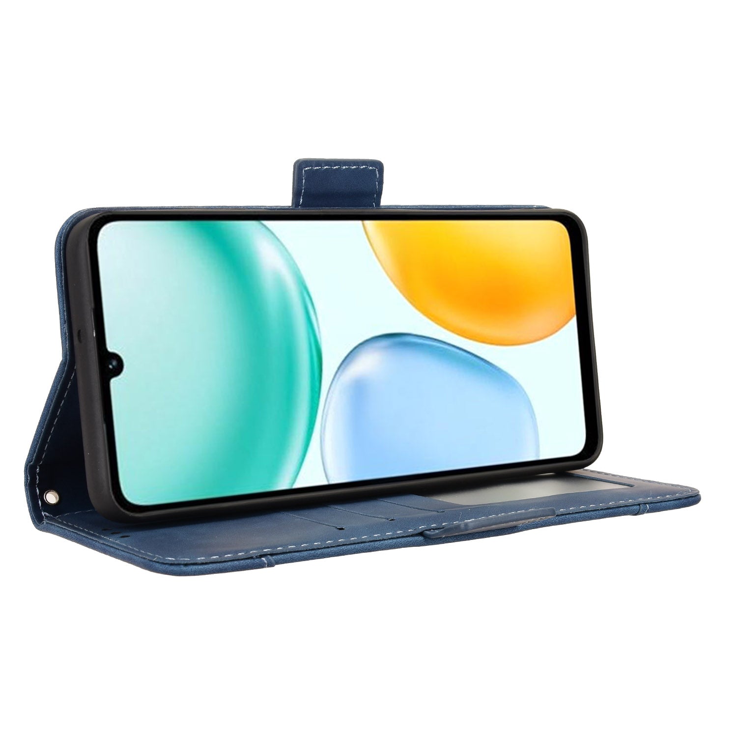 For Honor X5c Plus 4G Leather Case Phone Wallet Cover with Multiple Card Slots - Blue