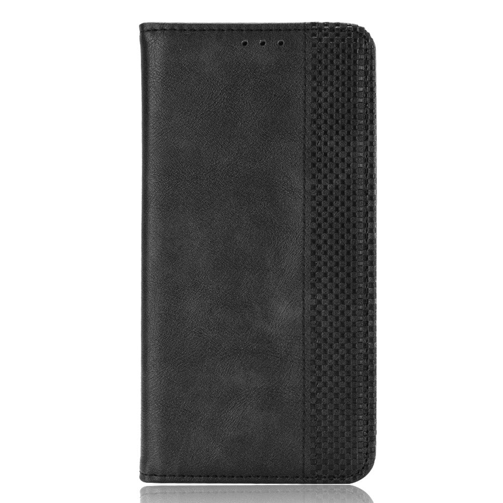 For Motorola Moto G06 Power 4G / Motorola Moto G06 4G Leather Case Wallet Stand Retro Texture Phone Cover - Black