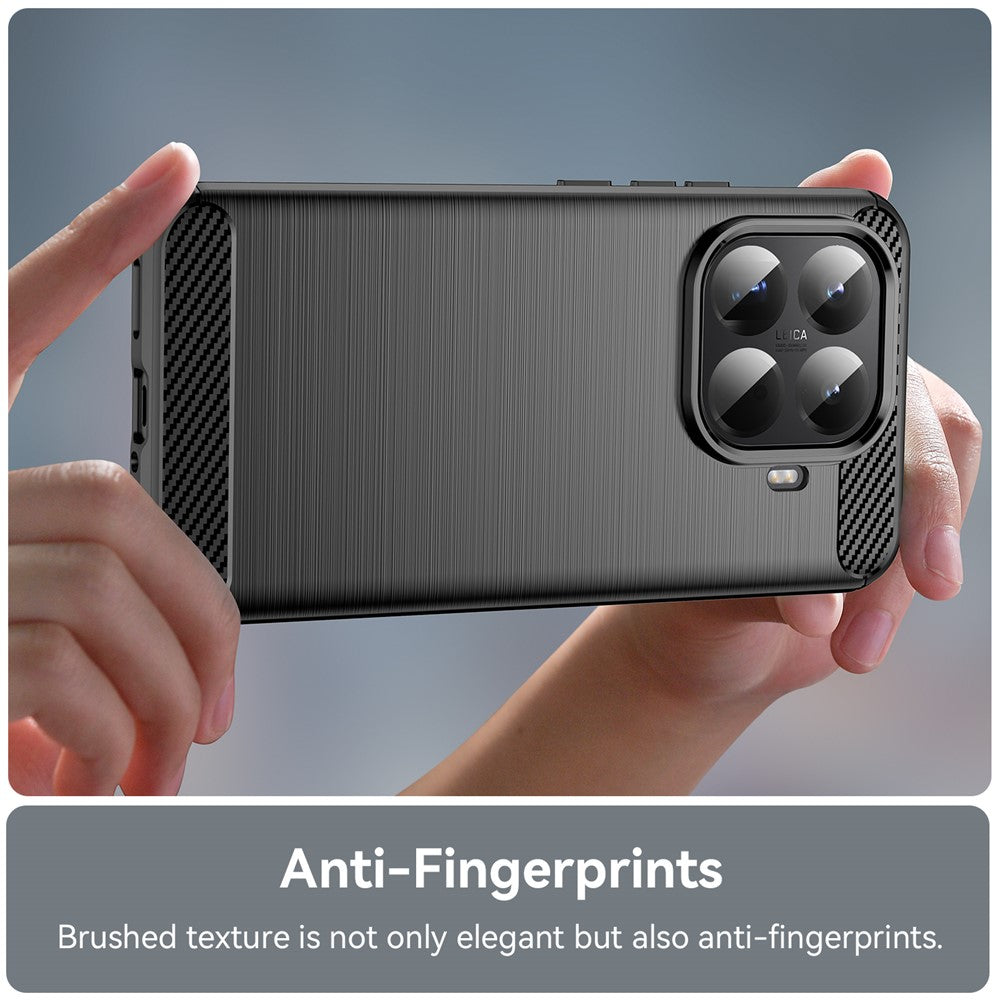 For Xiaomi 15T Pro Case Protective Phone Cover Carbon Fiber Texture Brushed - Black