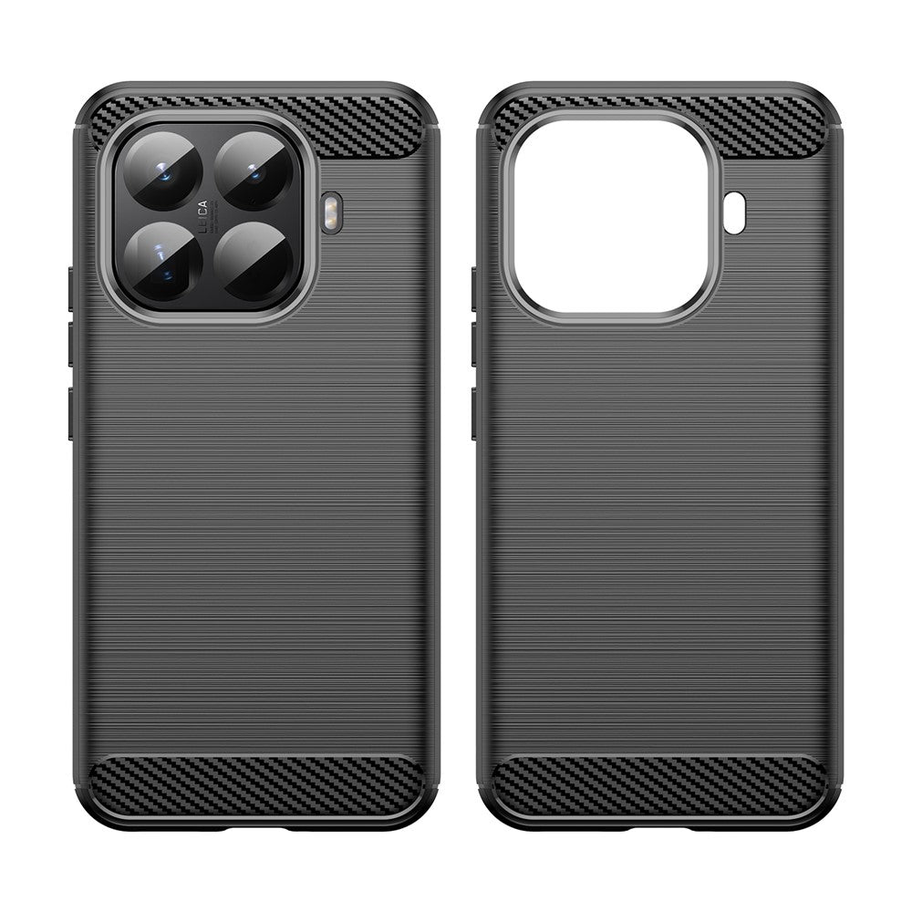 For Xiaomi 15T Pro Case Protective Phone Cover Carbon Fiber Texture Brushed - Black