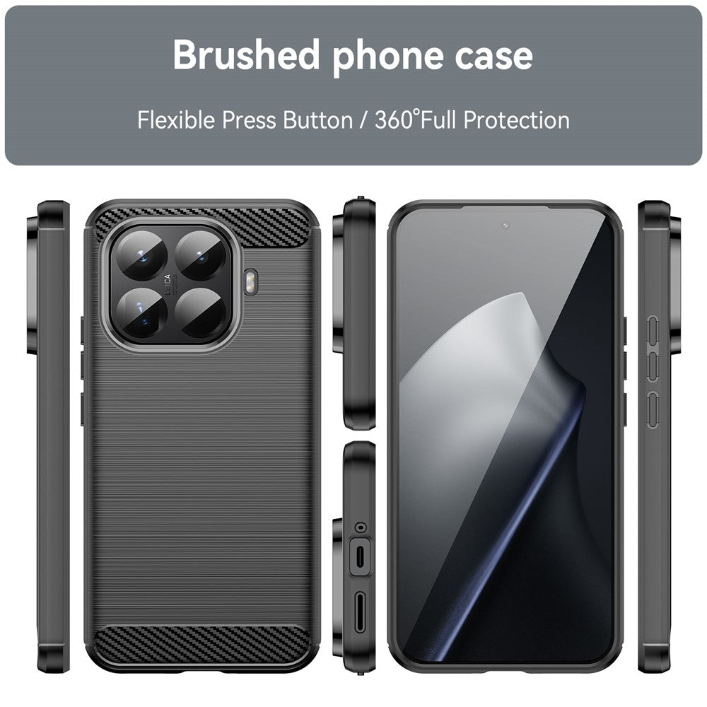 For Xiaomi 15T Pro Case Protective Phone Cover Carbon Fiber Texture Brushed - Black