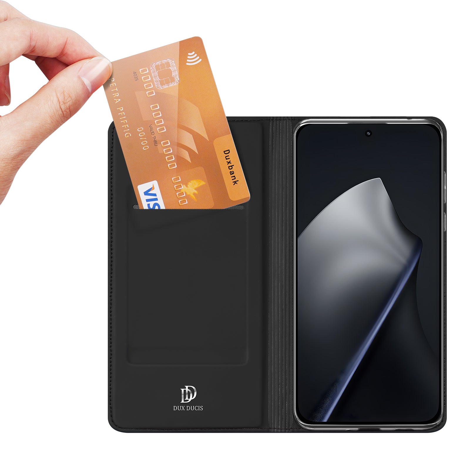 For Xiaomi 15T Case Leather Stand Cover Card Holder - Black