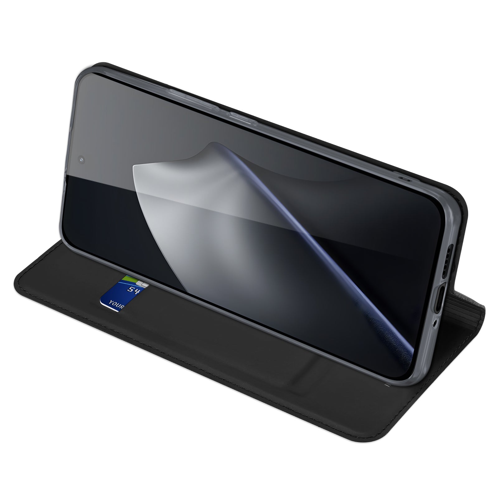 For Xiaomi 15T Case Leather Stand Cover Card Holder - Black