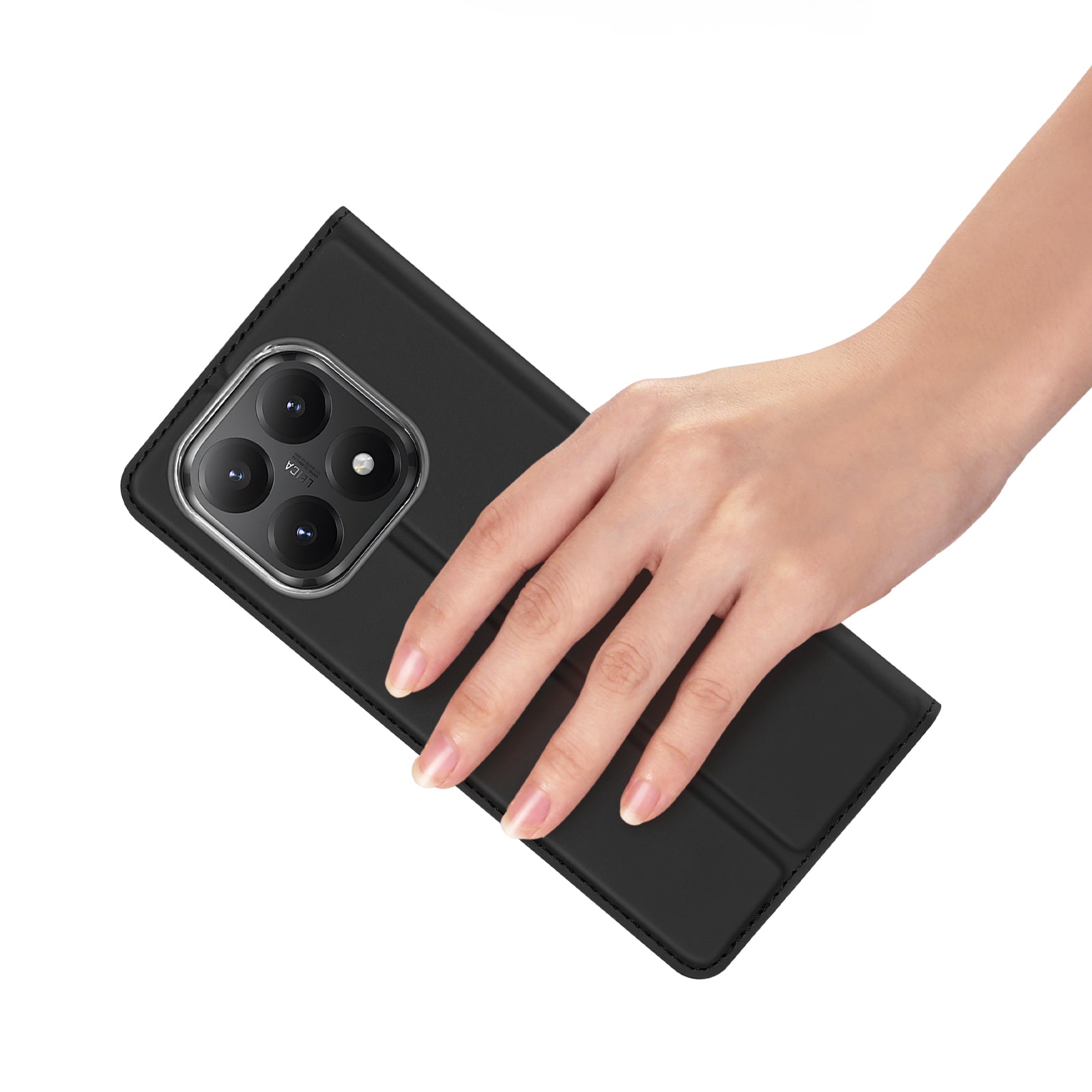 For Xiaomi 15T Case Leather Stand Cover Card Holder - Black