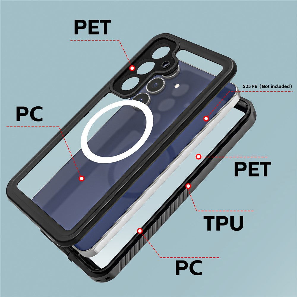 For Samsung Galaxy S25 FE Magnetic Case PC TPU PET Clear Phone Cover