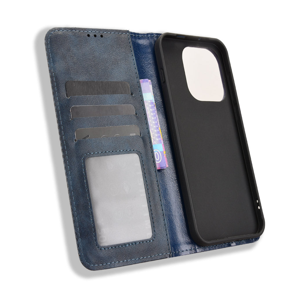 For OnePlus 15 5G Leather Case Wallet Stand Retro Texture Phone Cover - Blue