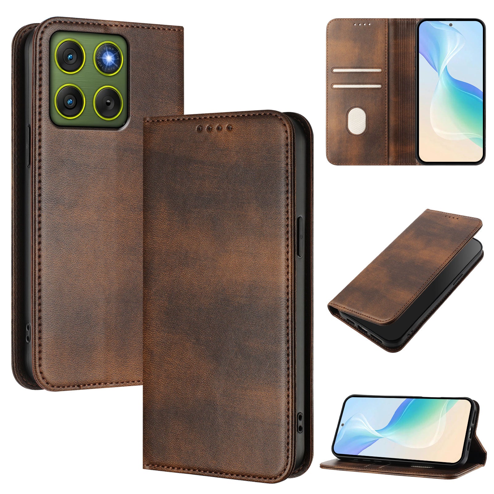 For Motorola Edge 70 5G Wallet Cases Retro Texture Leather Phone Cover - Brown