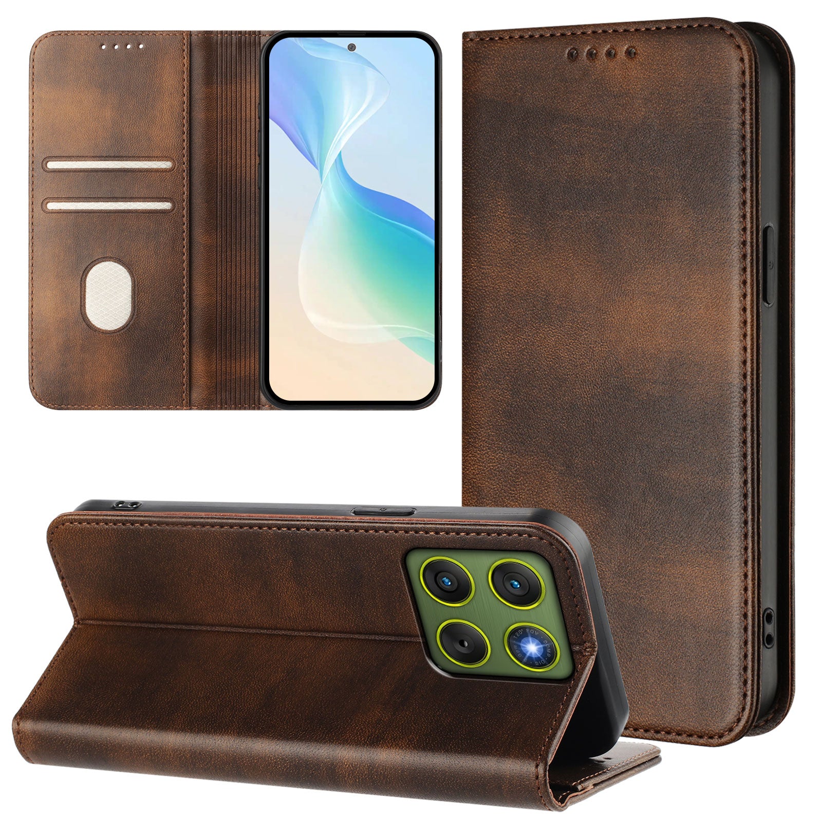 For Motorola Edge 70 5G Wallet Cases Retro Texture Leather Phone Cover - Brown