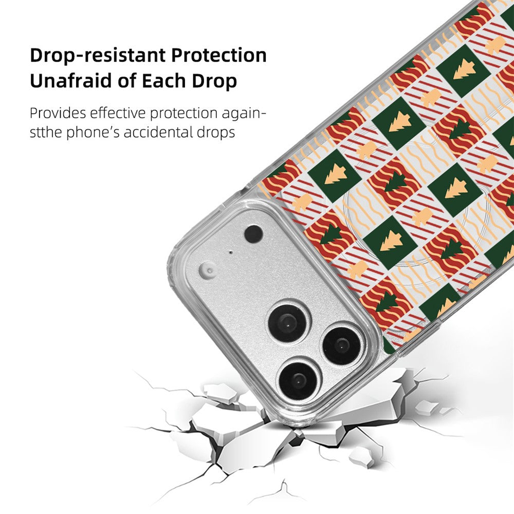 for iPhone 17 Pro Max Case Clear Edge Pattern Print TPU + Acrylic Cover - Plaid Tree