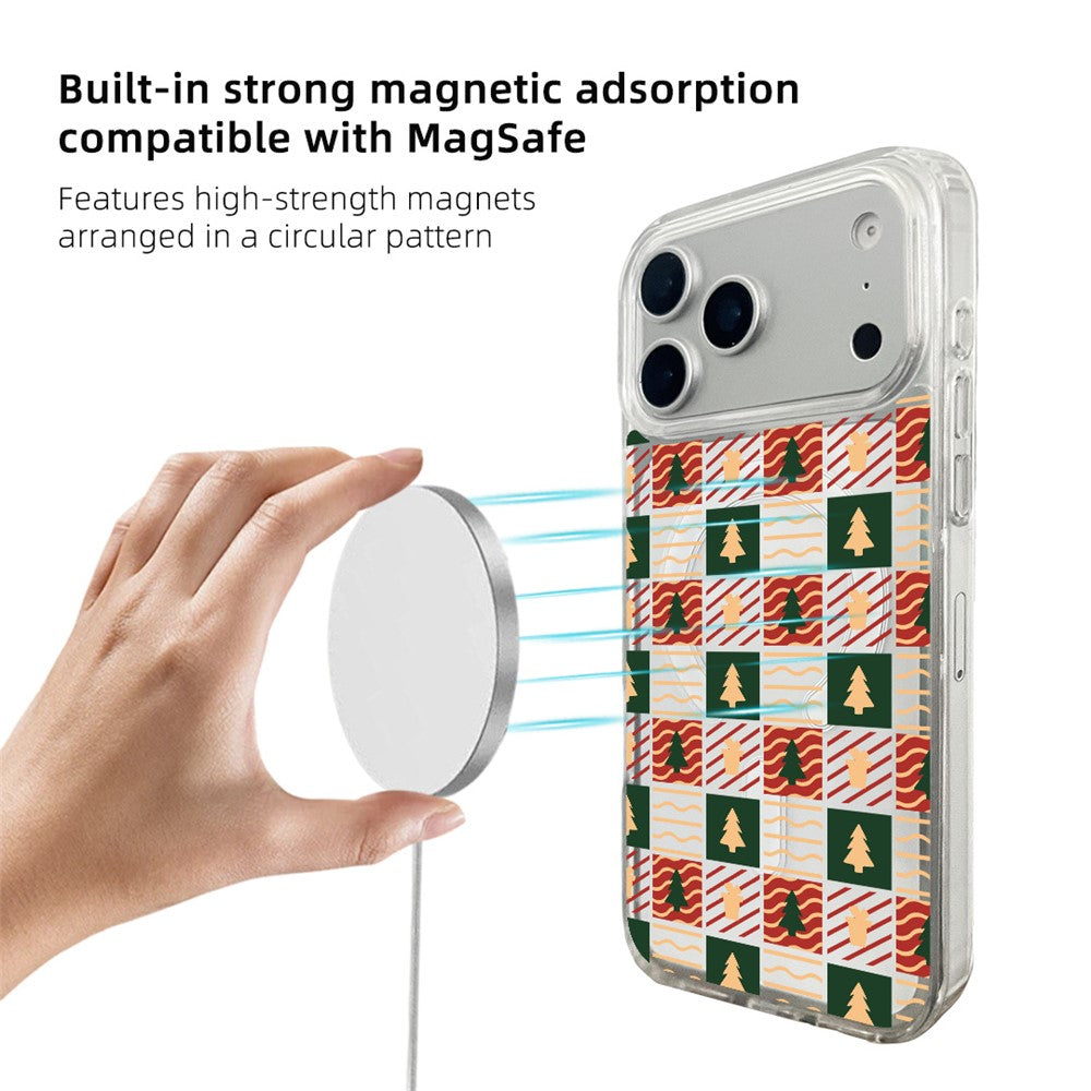 for iPhone 17 Pro Max Case Clear Edge Pattern Print TPU + Acrylic Cover - Plaid Tree