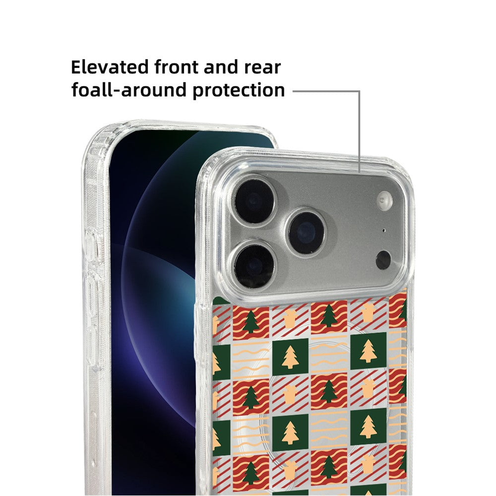 for iPhone 17 Pro Max Case Clear Edge Pattern Print TPU + Acrylic Cover - Plaid Tree