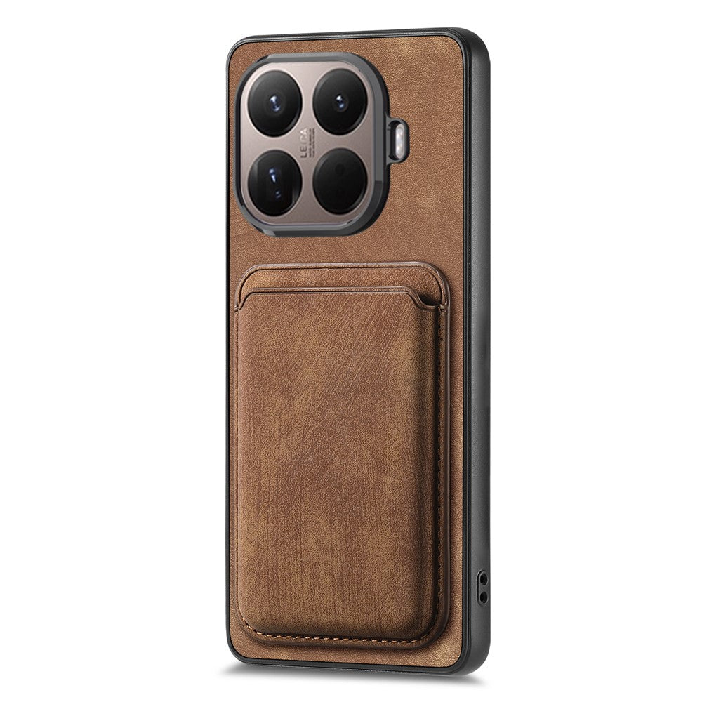 Magnetic Case For Xiaomi 15T Pro Retro Leather + TPU Phone Cover with Detachable Card Slot - Brown