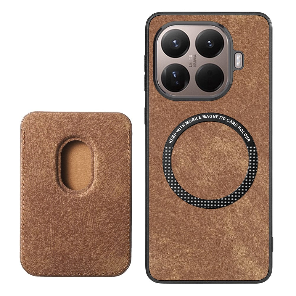 Magnetic Case For Xiaomi 15T Pro Retro Leather + TPU Phone Cover with Detachable Card Slot - Brown