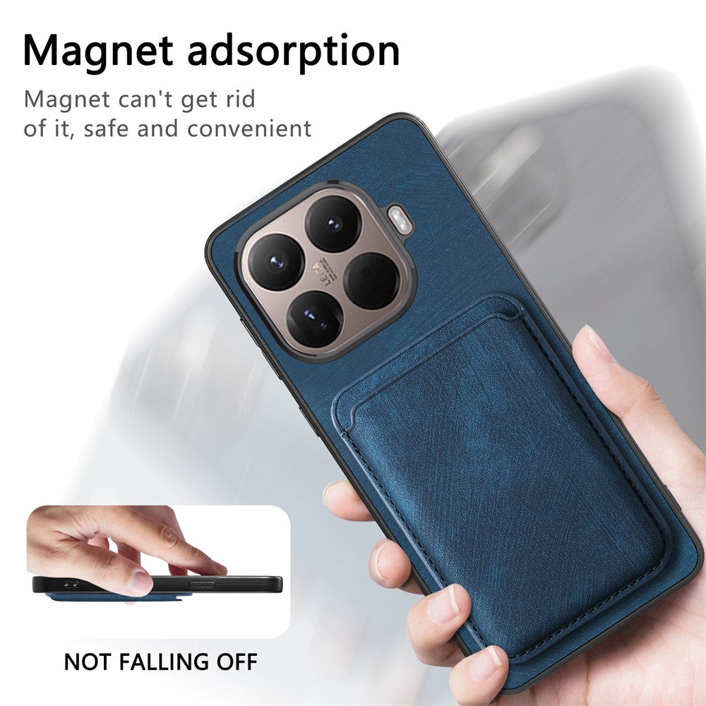 Magnetic Case For Xiaomi 15T Pro Retro Leather + TPU Phone Cover with Detachable Card Slot - Brown