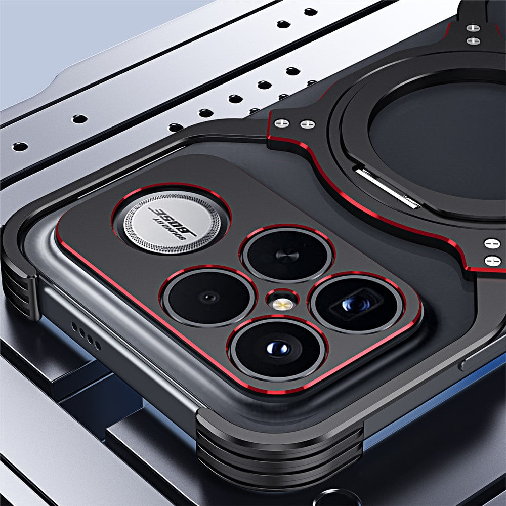 For Xiaomi Redmi K90 Pro Max 5G / Poco F8 Ultra Case Kickstand Metal Bumper Magnetic Phone Cover - Black / Silver