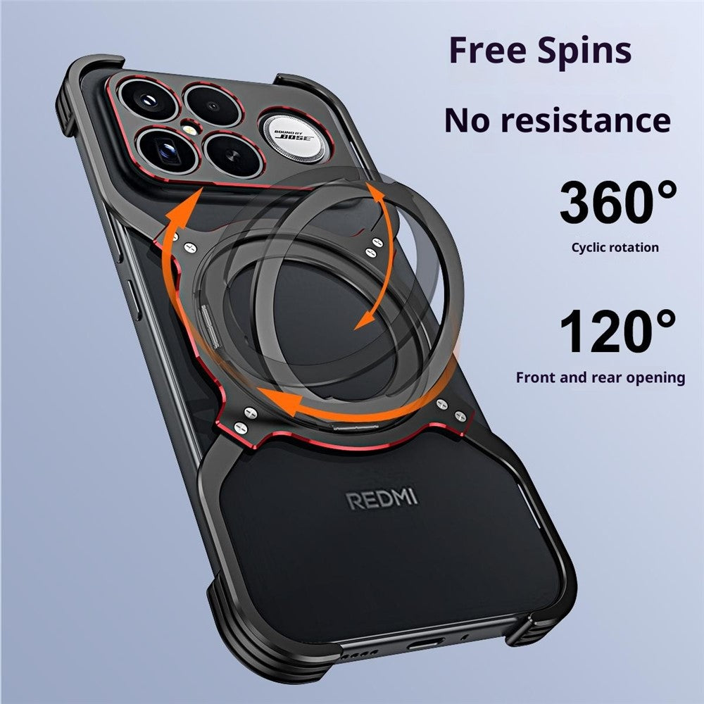 For Xiaomi Redmi K90 Pro Max 5G / Poco F8 Ultra Case Kickstand Metal Bumper Magnetic Phone Cover - Black / Silver