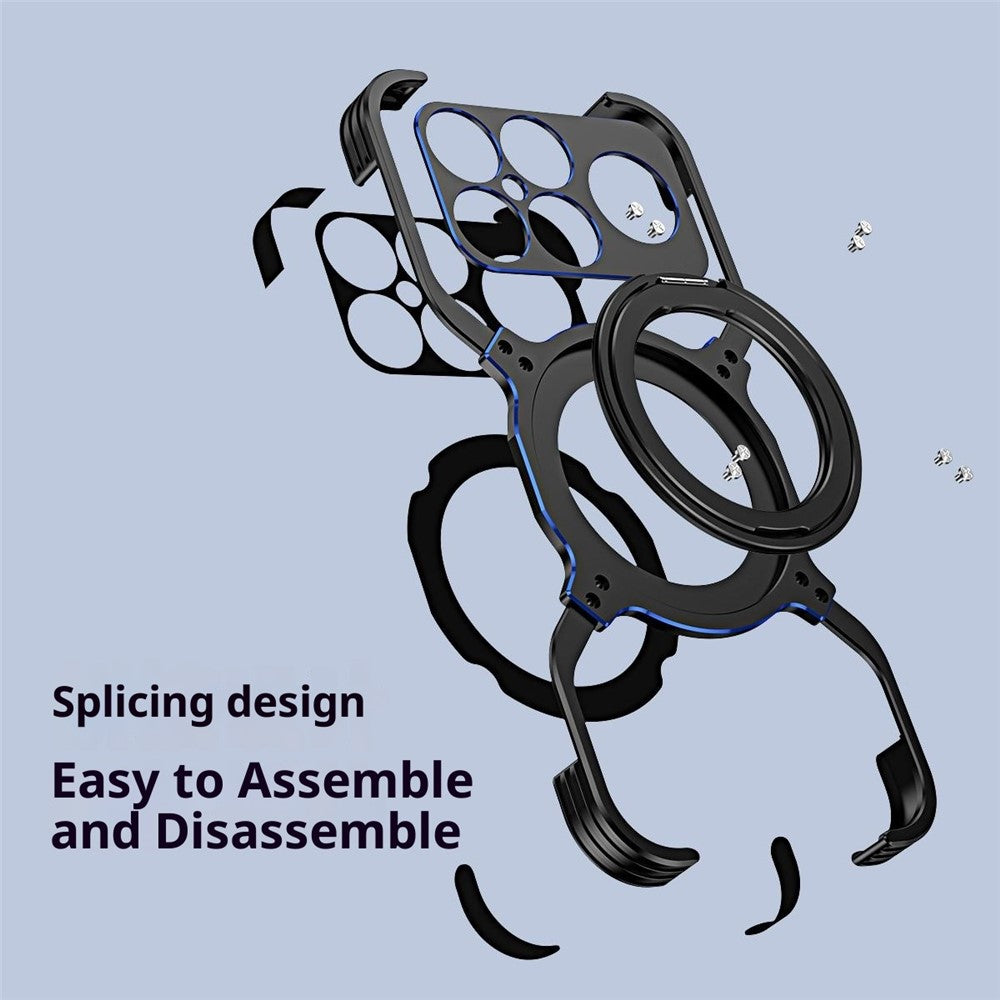 For Xiaomi Redmi K90 Pro Max 5G / Poco F8 Ultra Case Kickstand Metal Bumper Magnetic Phone Cover - Black / Silver