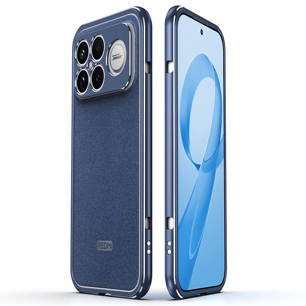 For Xiaomi Redmi K90 Pro Max 5G / Poco F8 Ultra Bumper Case Metal Frame Phone Cover with Camera Lens Guard - Blue / Silver