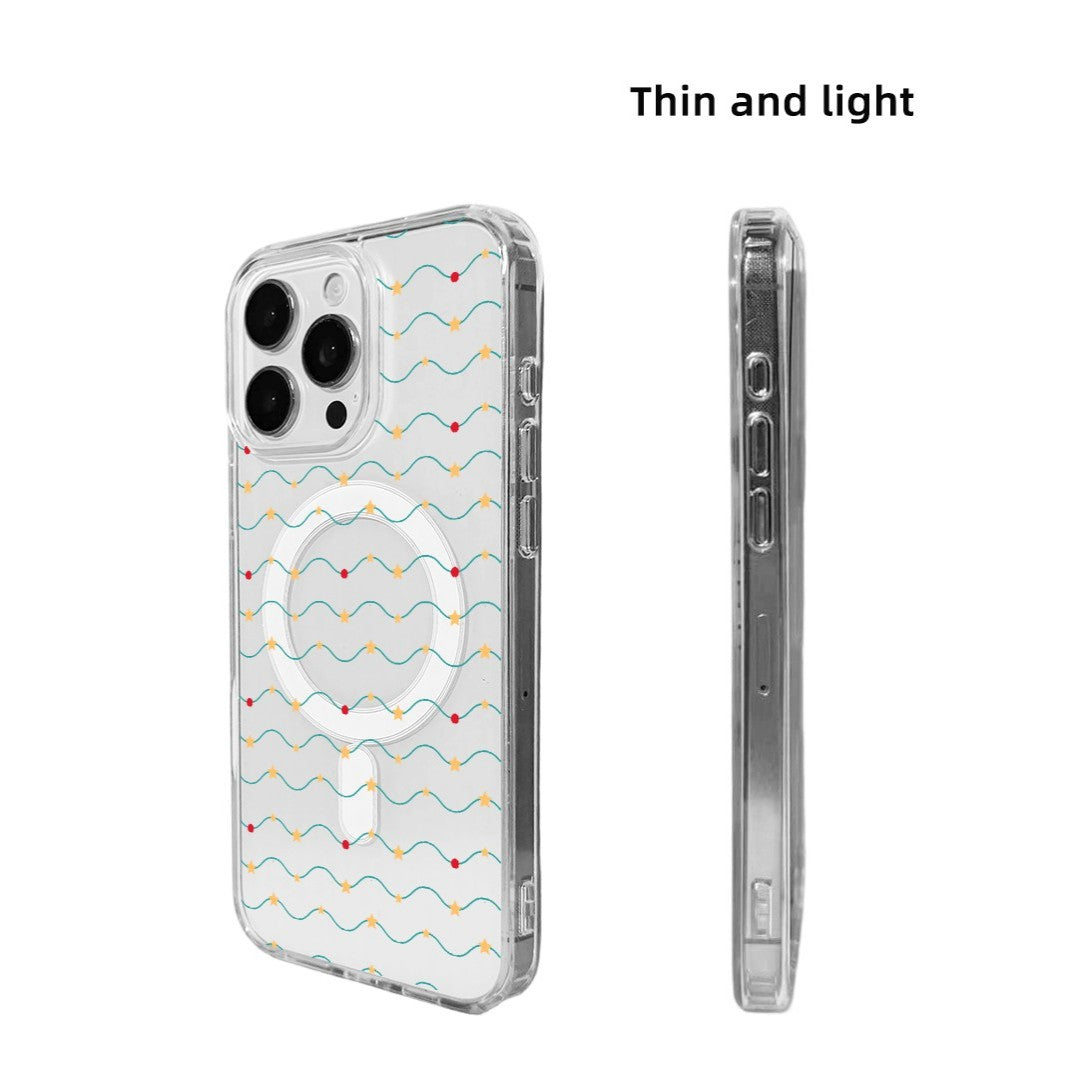 For iPhone 16 Pro Max Case Clear Edge TPU + Acrylic Cover - Galaxy Sparkles