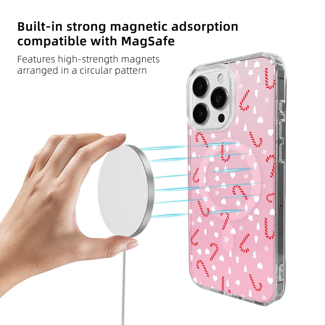 For iPhone 14 Pro Case Clear Edge TPU + Acrylic Cover - Pink Magic Wand