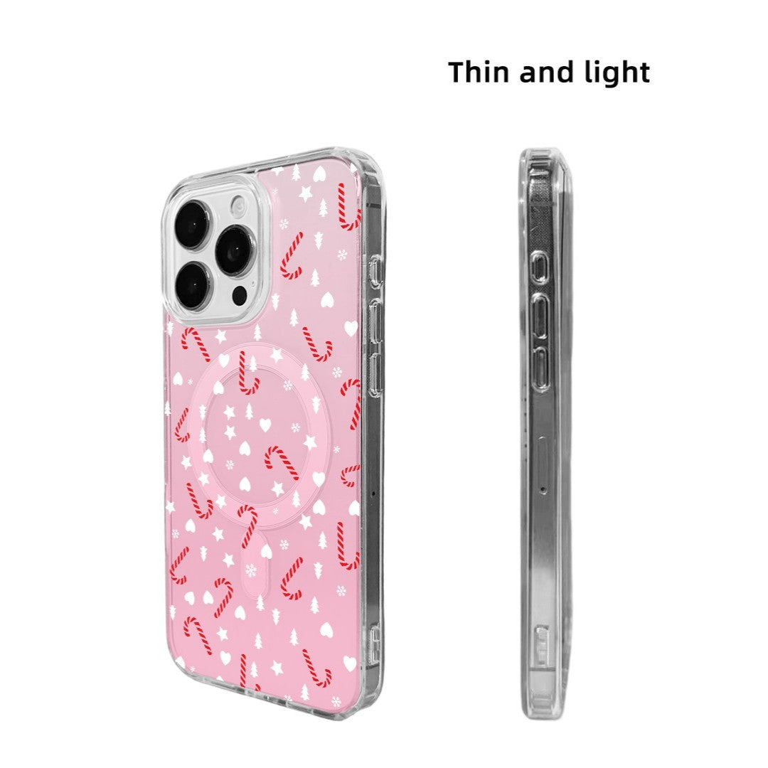 For iPhone 14 Pro Case Clear Edge TPU + Acrylic Cover - Pink Magic Wand