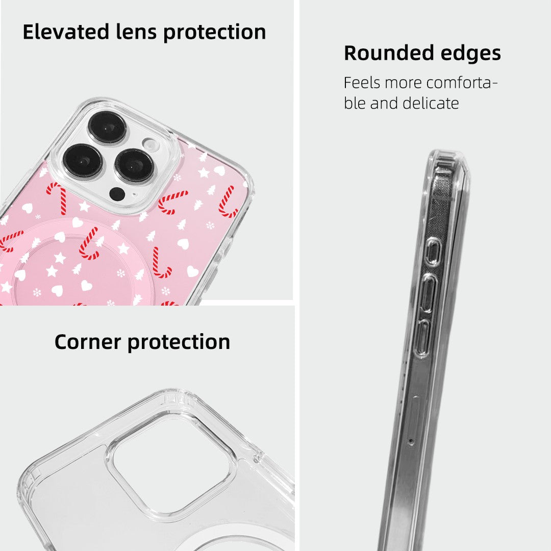 For iPhone 14 Pro Case Clear Edge TPU + Acrylic Cover - Pink Magic Wand