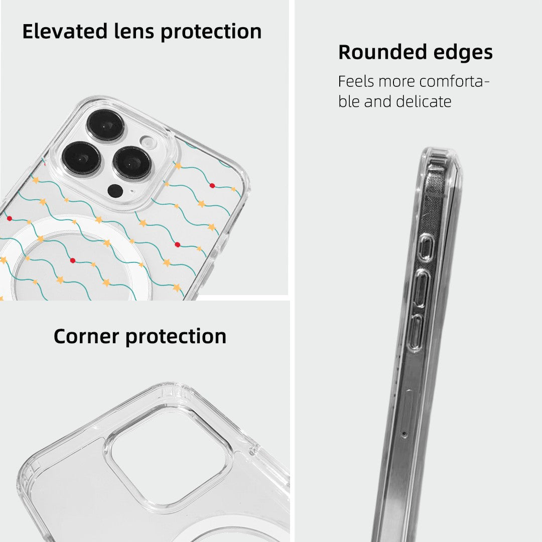 For iPhone 14 Pro Case Clear Edge TPU + Acrylic Cover - Galaxy Sparkles