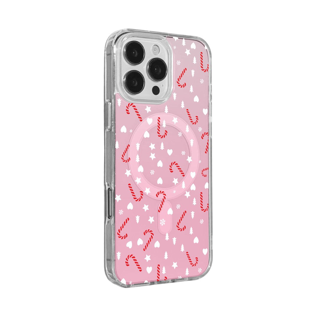 For iPhone 16 Pro Case Clear Edge TPU + Acrylic Cover - Pink Magic Wand