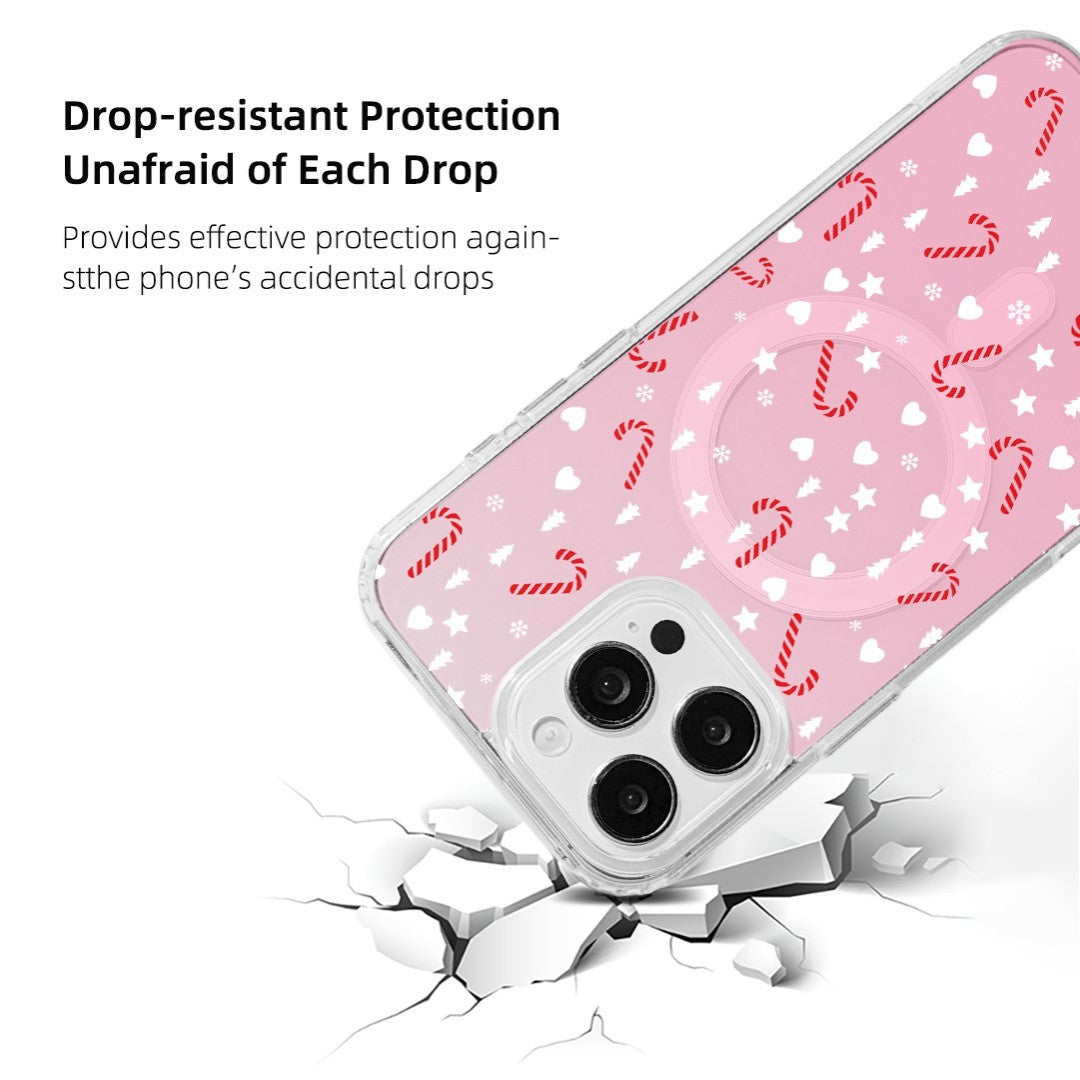 For iPhone 16 Pro Case Clear Edge TPU + Acrylic Cover - Pink Magic Wand